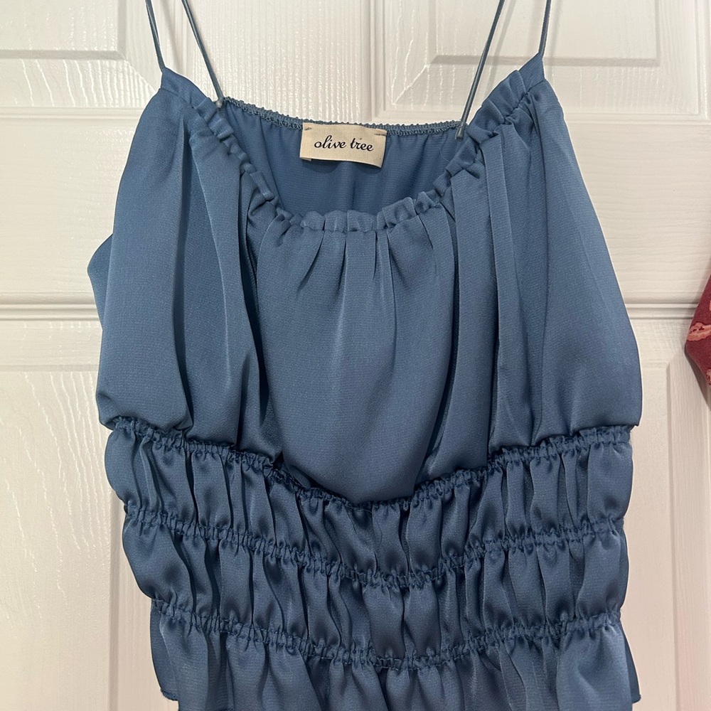 Blue Ruched Women's Top
